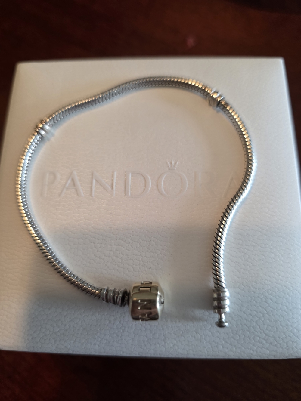 Retired 7.9 Inch Pandora MOMENTS Sterling Silver Bracelet With 14k GOLD Clasp - Picture 9 of 12
